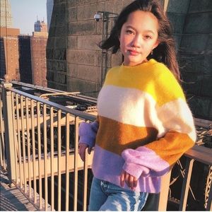 H&M KNIT MOHAIR SWEATER COLORED STRIPES